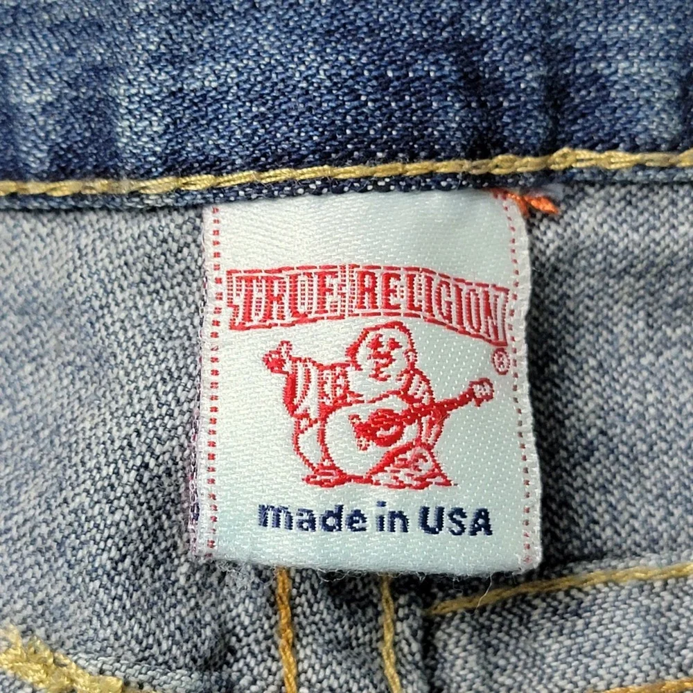 True Religion Billy Jeans Men's 40x33 Bootcut Blue‎ Denim Koi Embroidery USA